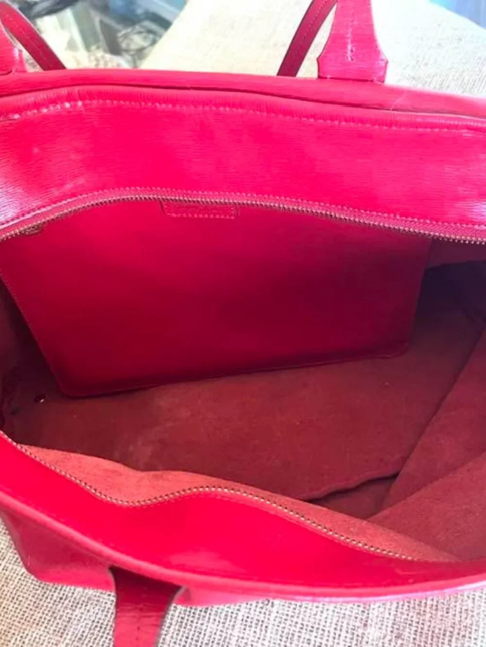 Red Leather Tote by Lauren Ralph Lauren